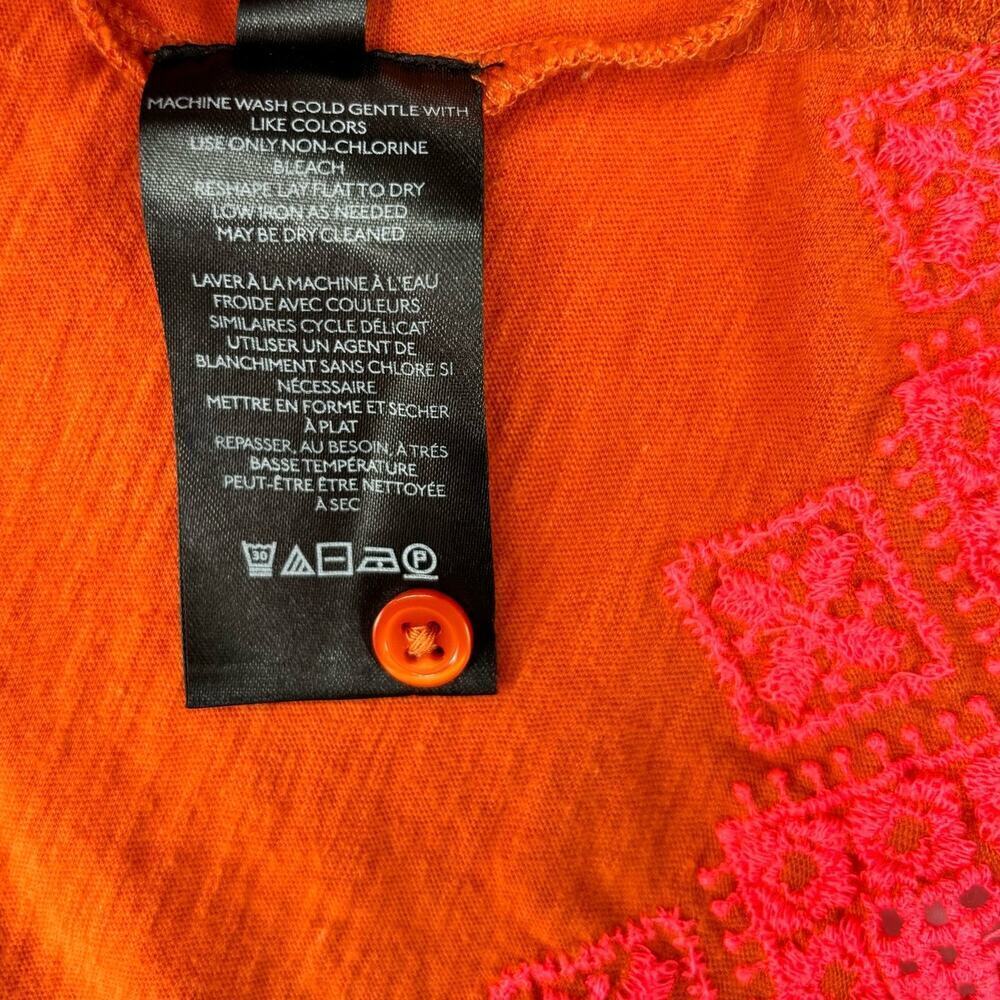 Anthropologie Rica Embroidered Top Size M Sleeveless Ruffled Cotton Easy Comfy - Picture 9 of 9